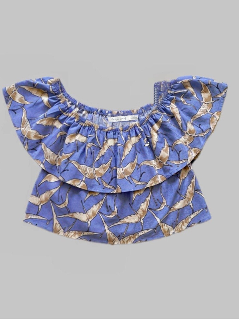 Bishop +Young Laguna Print Off Shoulder Cropped Size Large Top